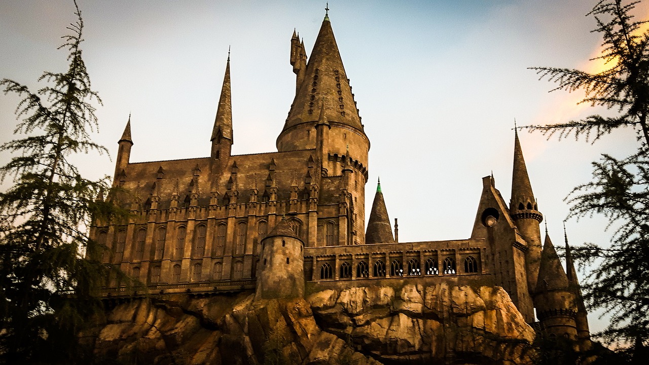 Hogwarts castle from Harry Potter, illustration for forbidden hogwarts houses article